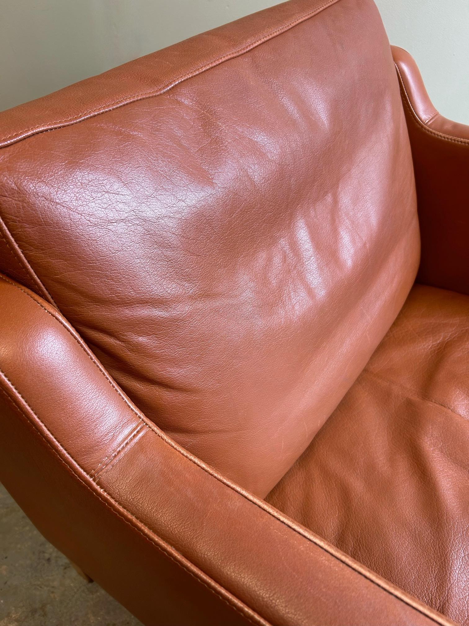 Danish Stouby Tan Leather Club Armchair Mid Century For Sale 9