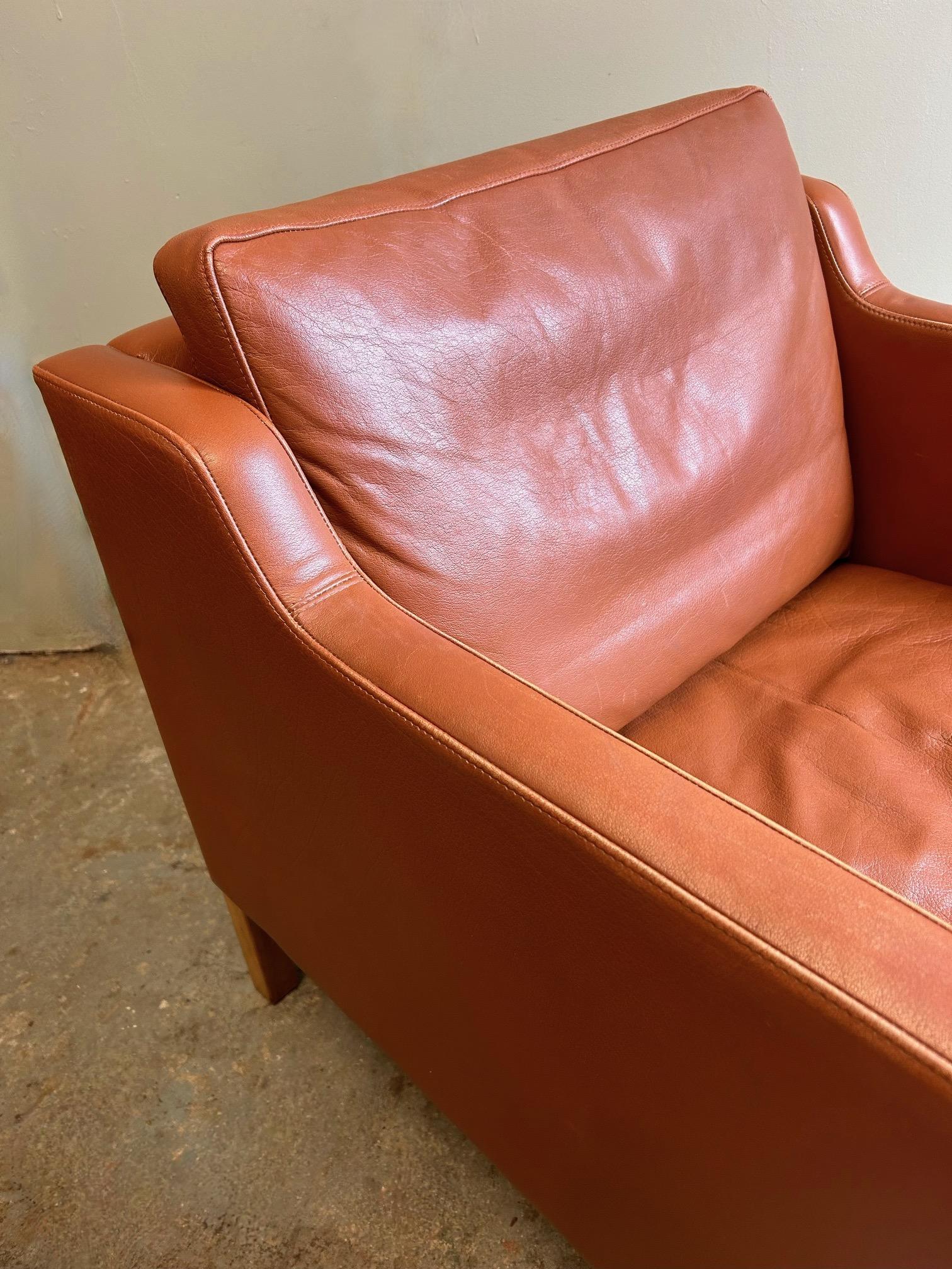 Danish Stouby Tan Leather Club Armchair Mid Century For Sale 10