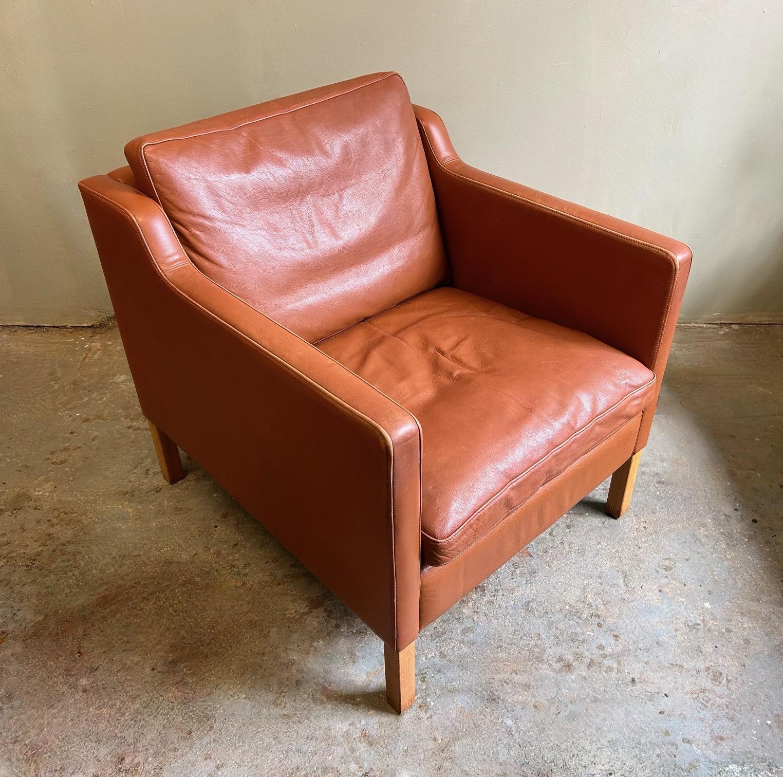 Danish Stouby Tan Leather Club Armchair Mid Century For Sale 12