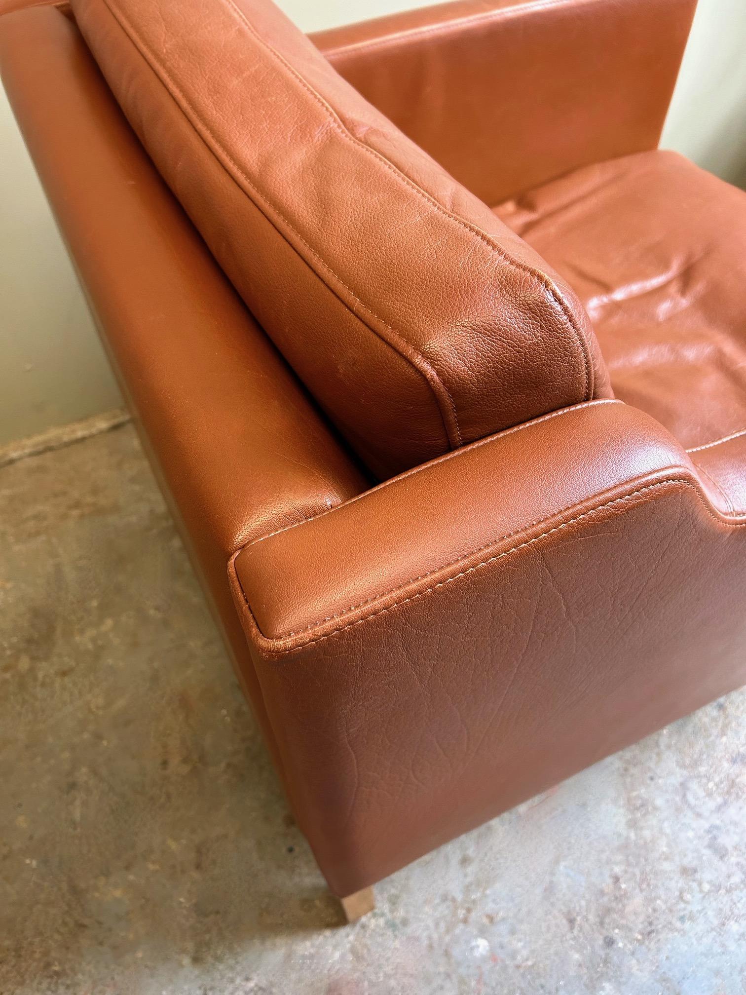 Danish Stouby Tan Leather Club Armchair Mid Century For Sale 2