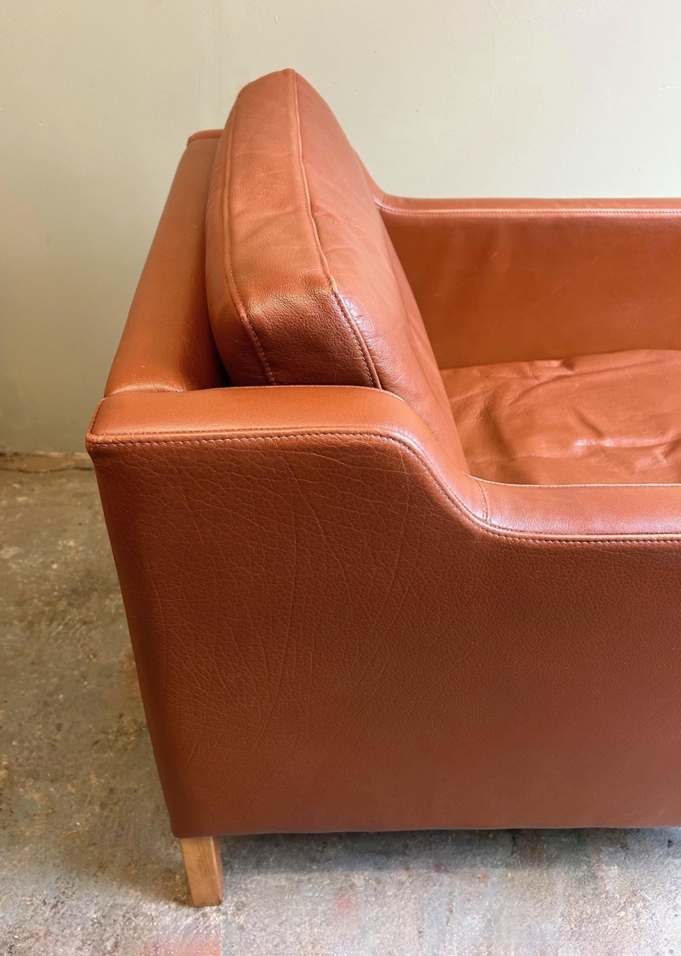 Danish Stouby Tan Leather Club Armchair Mid Century 3