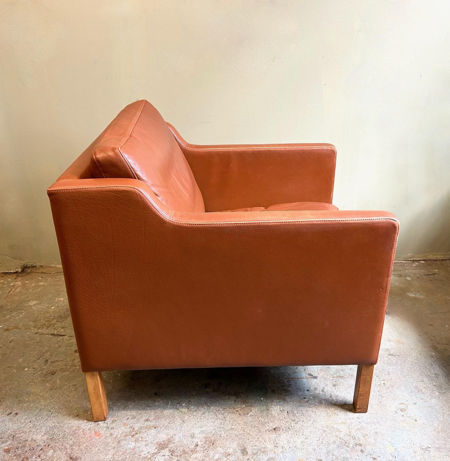 Danish Stouby Tan Leather Club Armchair Mid Century For Sale 4