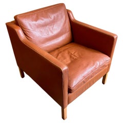 Retro Danish Stouby Tan Leather Club Armchair Mid Century