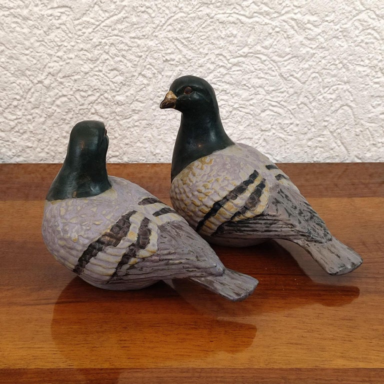Danish Studio Ceramic Life Size Pair of Doves In Good Condition For Sale In Bochum, NRW
