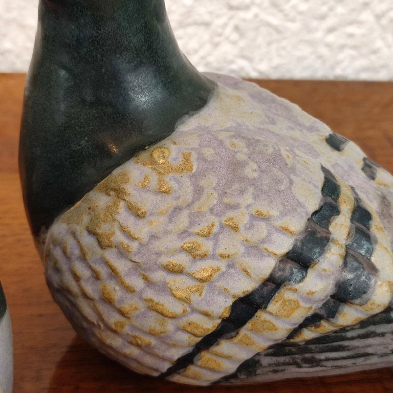 Danish Studio Ceramic Life Size Pair of Doves For Sale 2