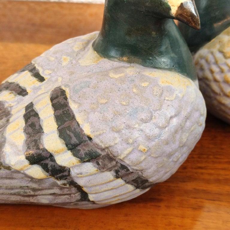 Danish Studio Ceramic Life Size Pair of Doves For Sale 3