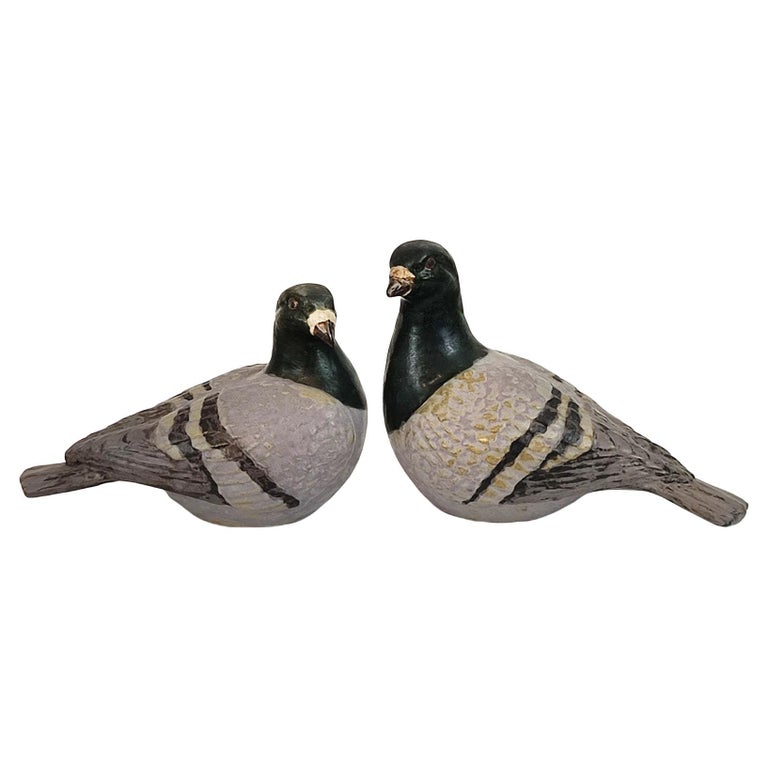 Danish Studio Ceramic Life Size Pair of Doves For Sale