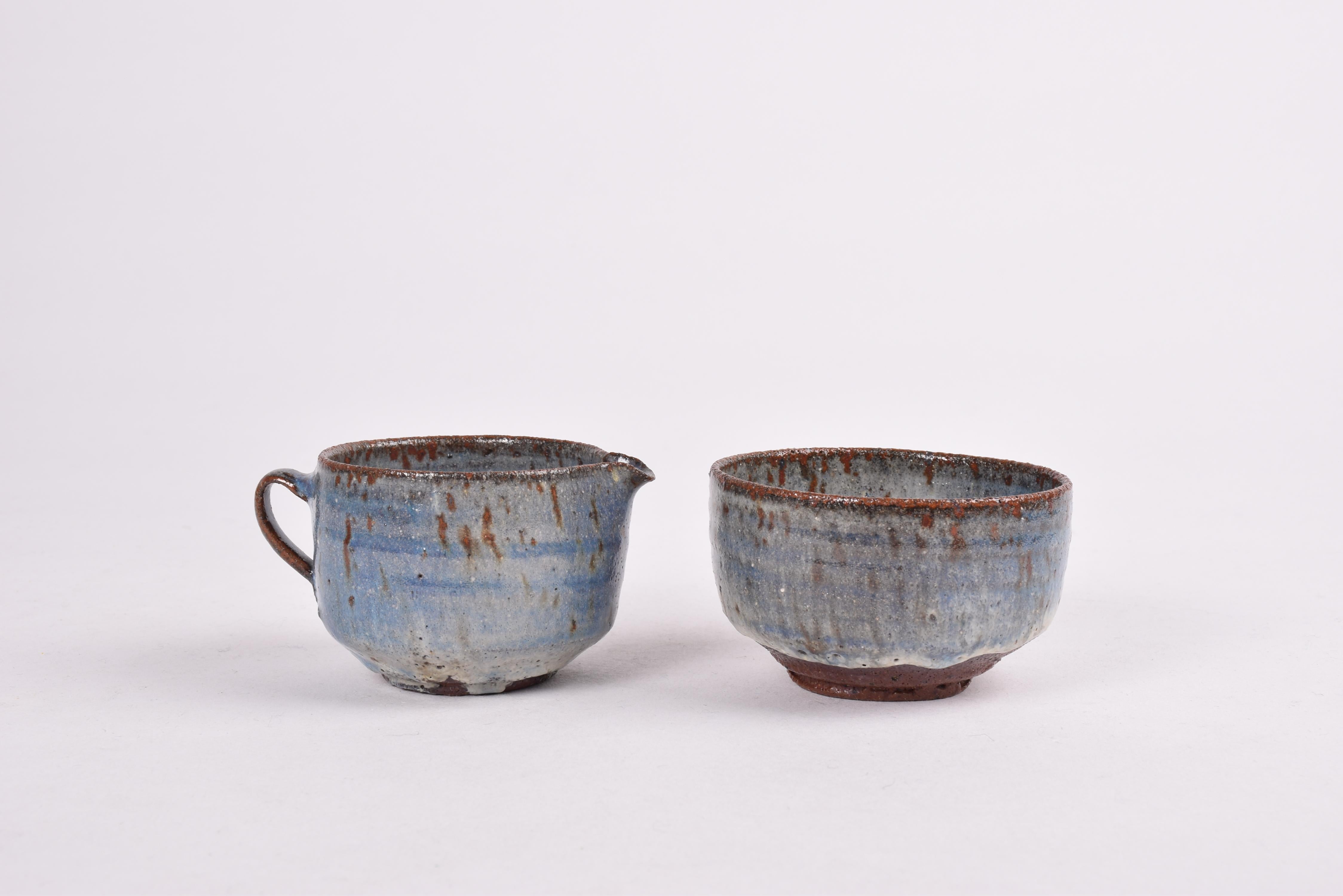 Théière en céramique du Studio danois avec set de crème et de sucre par Gutte Eriksen 1980 en vente 4
