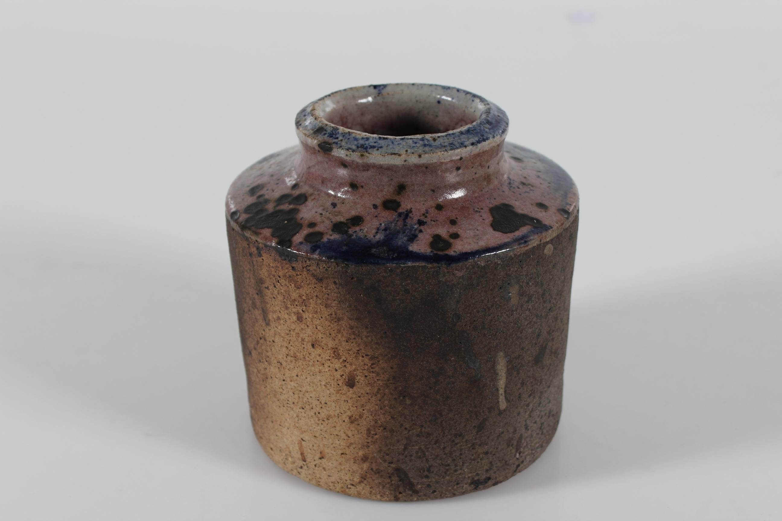 Mid-Century Modern Danish Studio Ceramic Vase by Chris Moes Earth Tones with Speckles, 1970s For Sale