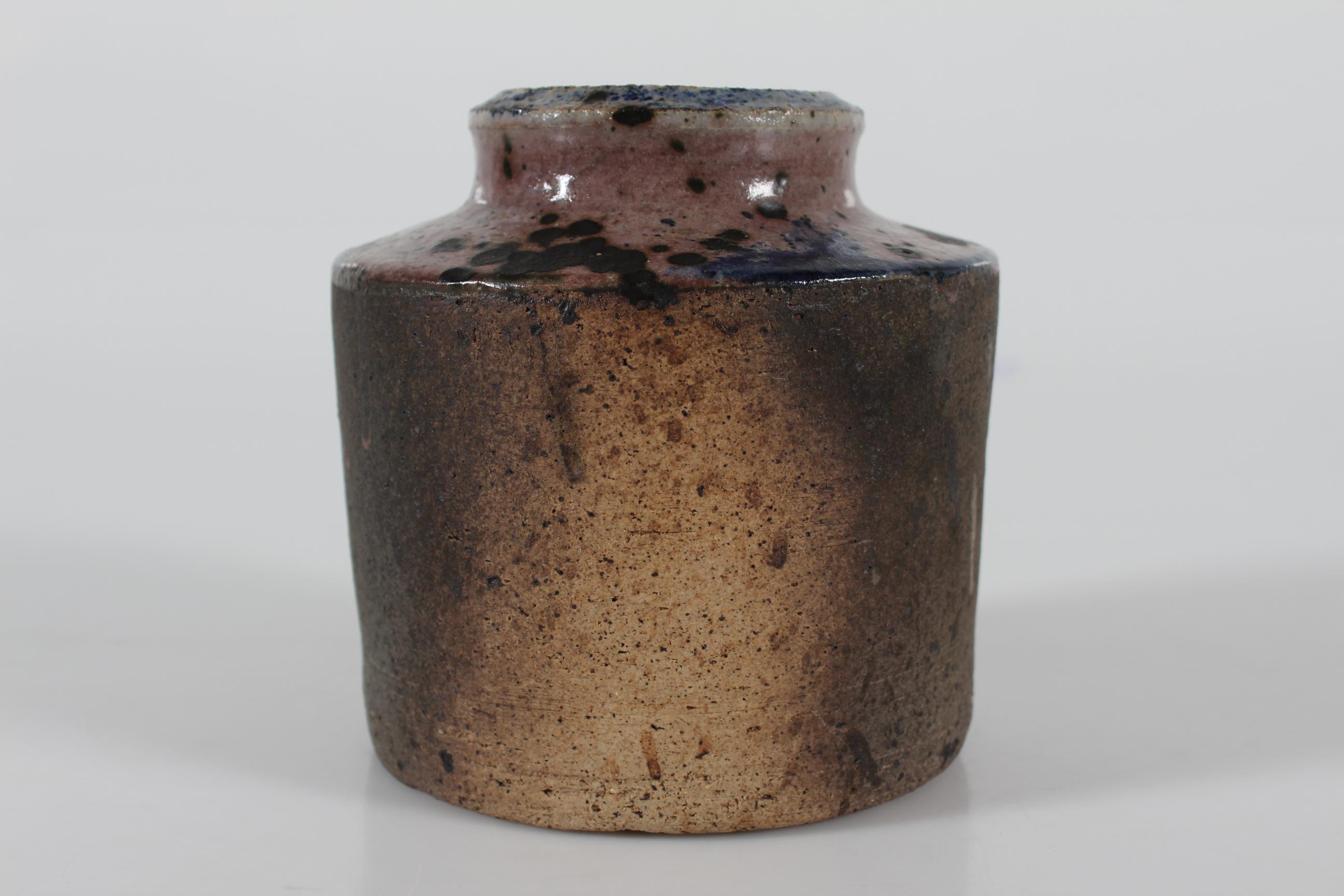 Stoneware Danish Studio Ceramic Vase by Chris Moes Earth Tones with Speckles, 1970s For Sale
