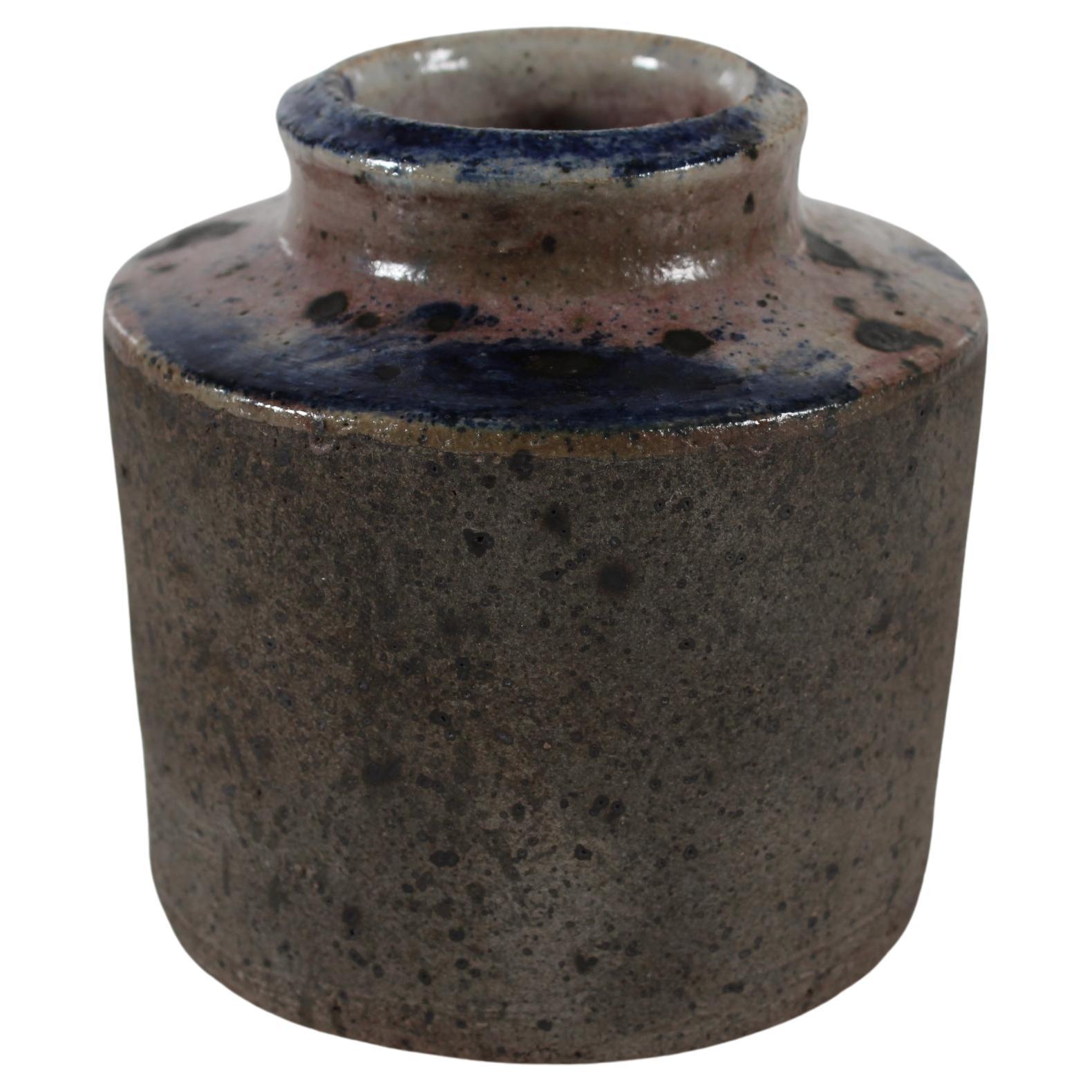 Danish Studio Ceramic Vase by Chris Moes Earth Tones with Speckles, 1970s For Sale
