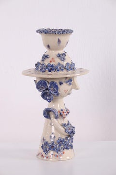 Danish Studio Ceramic Woman Figure with Bowl and Hat in the style Bjron Wiimblad