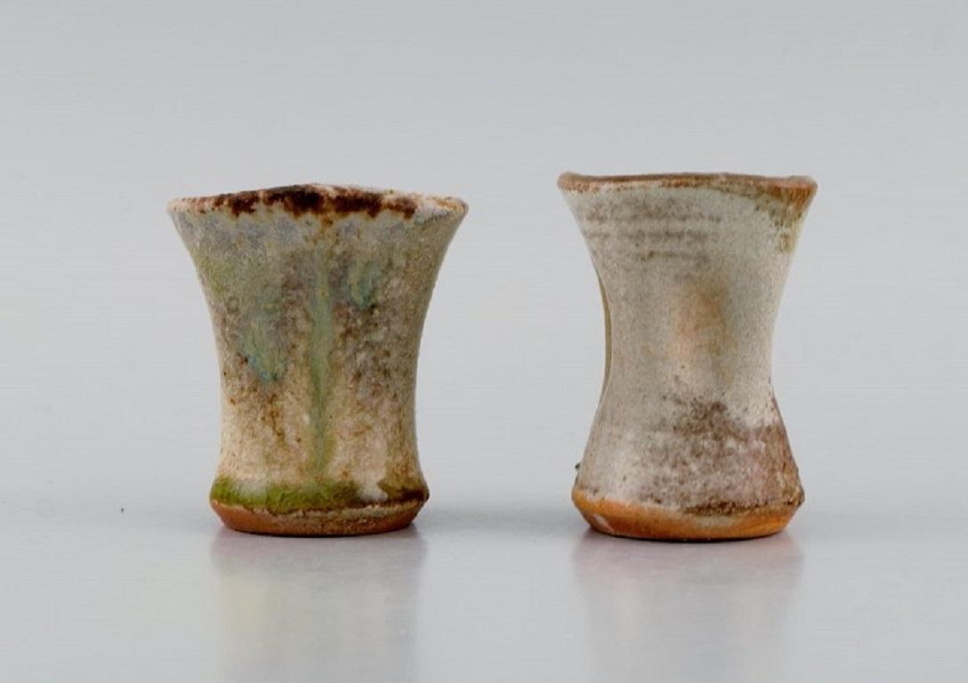 20th Century Danish Studio Ceramicist, Three Unique Vases in Glazed Stoneware For Sale