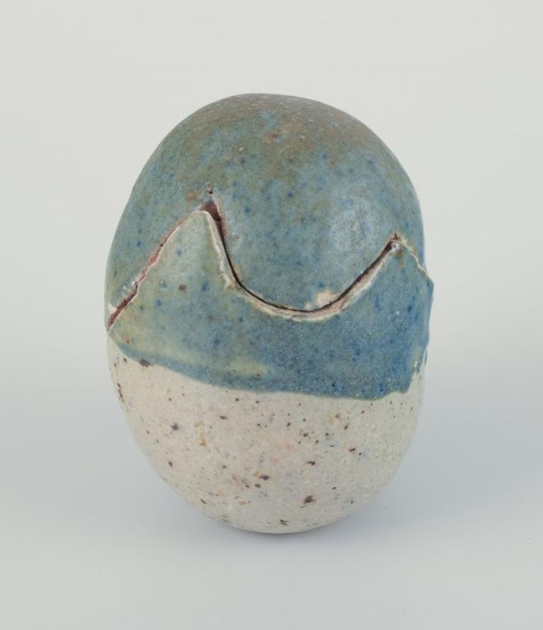 Danish studio ceramicist. Two egg-shaped ceramic sculptures. 1980s For Sale 1