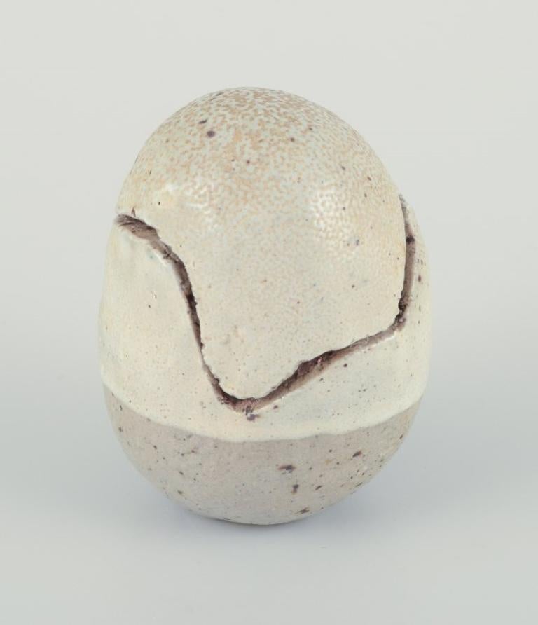 Danish studio ceramicist. Two egg-shaped ceramic sculptures. 1980s For Sale 2