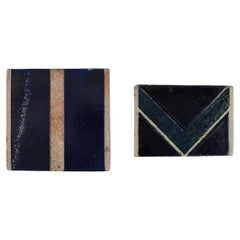 Vintage Danish Studio Ceramicist, Two Unique Tiles in Glazed Stoneware