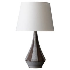 Danish Studio Potter, Freeform Table Lamp, Grey Stoneware, Denmark, c. 1960s