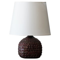 Danish Studio Potter, Table Lamp, Brown-Red Stoneware, Denmark, c. 1960s