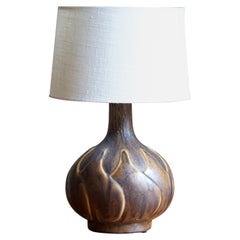 Danish Studio Potter, Table Lamp, Brown Stoneware, Denmark, c. 1960s