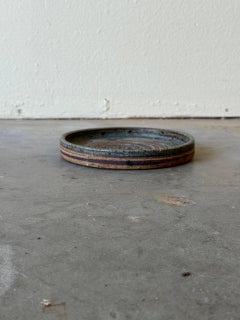Danish Studio Pottery Bowl Hand-Thrown Stoneware Spiral Glaze Plate s1960s