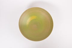 Danish Studio Pottery Huge Bowl by Birthe Sahl, Green Yellow, Late 20th Century