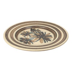Danish Studio Pottery Wall Plate with Flower Design from Mit Stoneware, 1960s