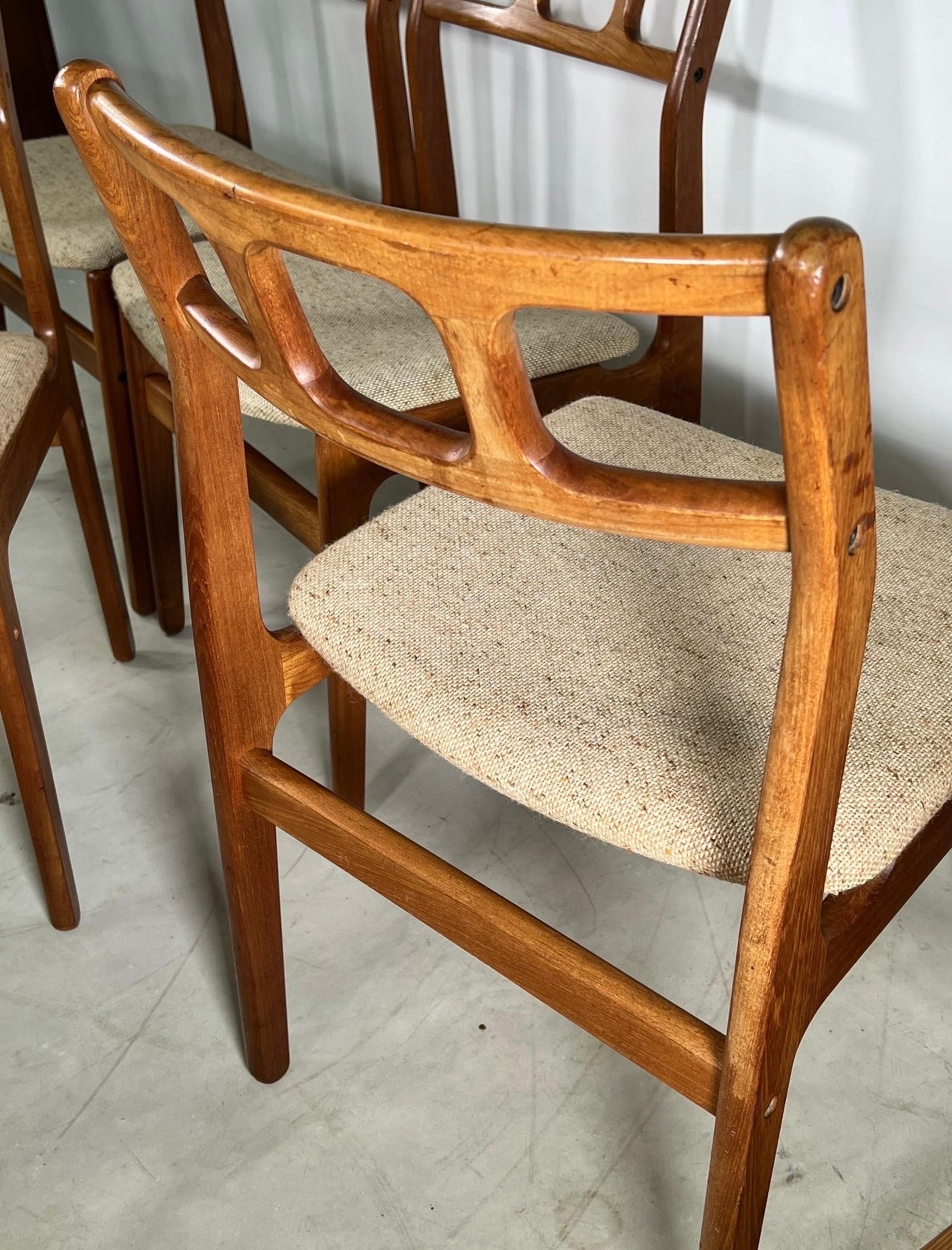 Mid-Century Modern Danish Style D-Scan Sculptural Dining Chairs, Set of 6