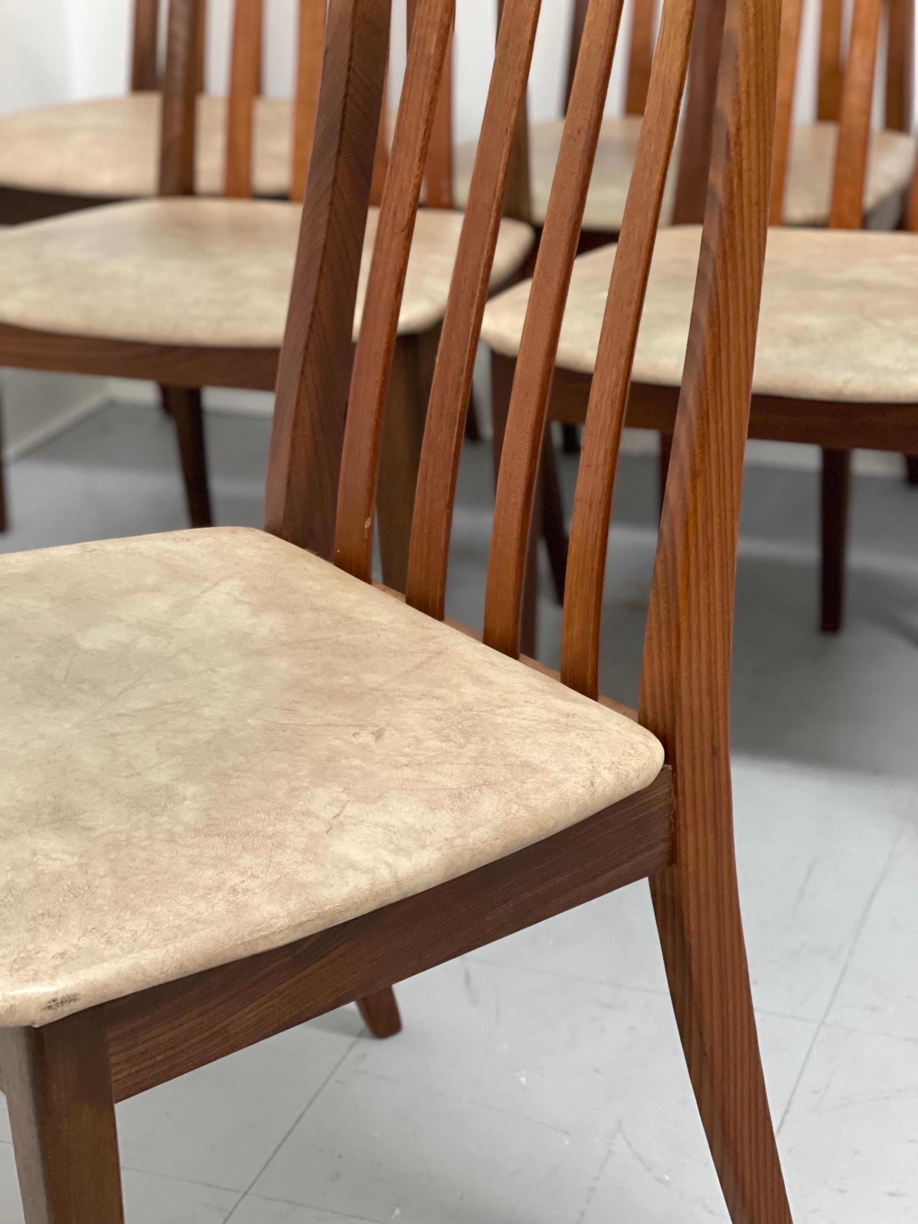 Late 20th Century Danish Style Ladder Back Dining Chairs, Set of 6 For Sale