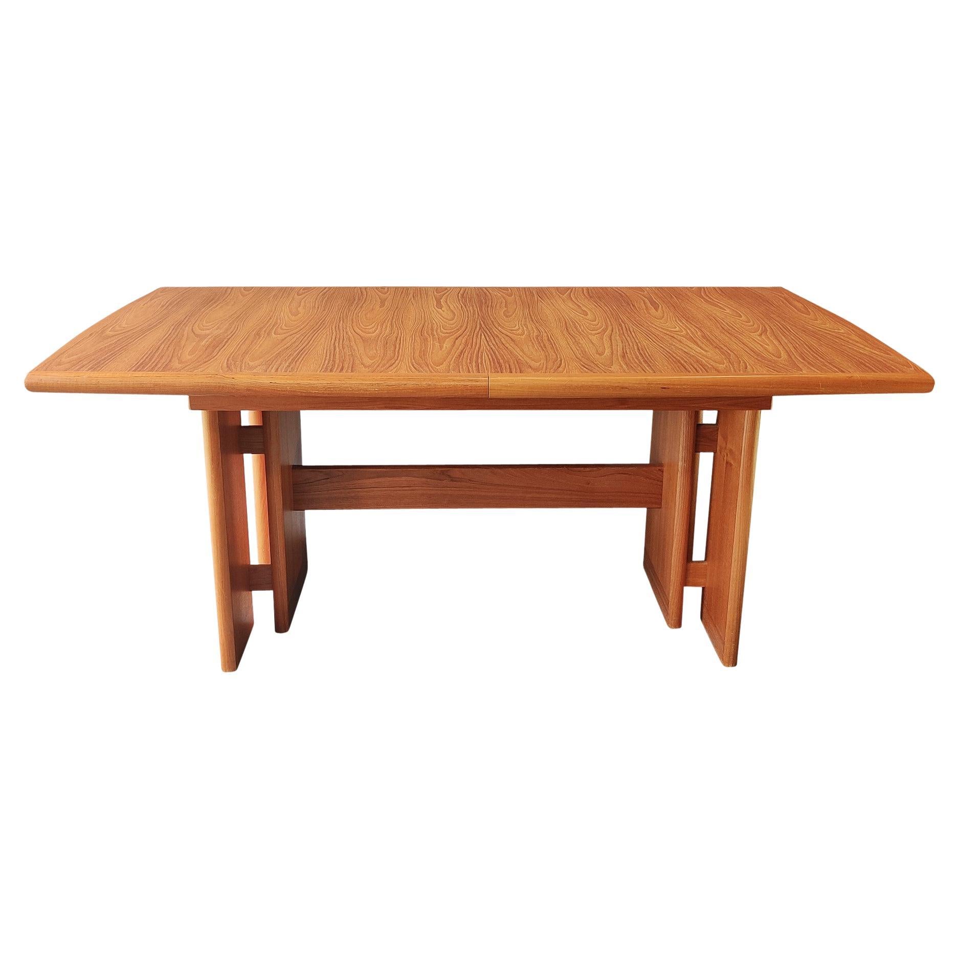 Danish Style Large Teak Extension Dining Table by Nordic Furniture Vintage 1980s For Sale