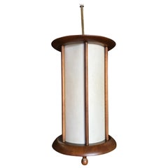 Danish Style Mid-Century Walnut Cylinder Pendant