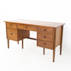 Danish Style Mid Century Walnut Keyhole Double Sided Desk