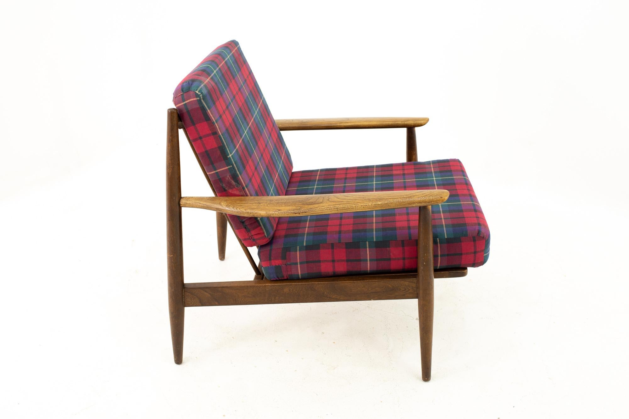 American Danish Style Midcentury Walnut Lounge Chairs, Pair