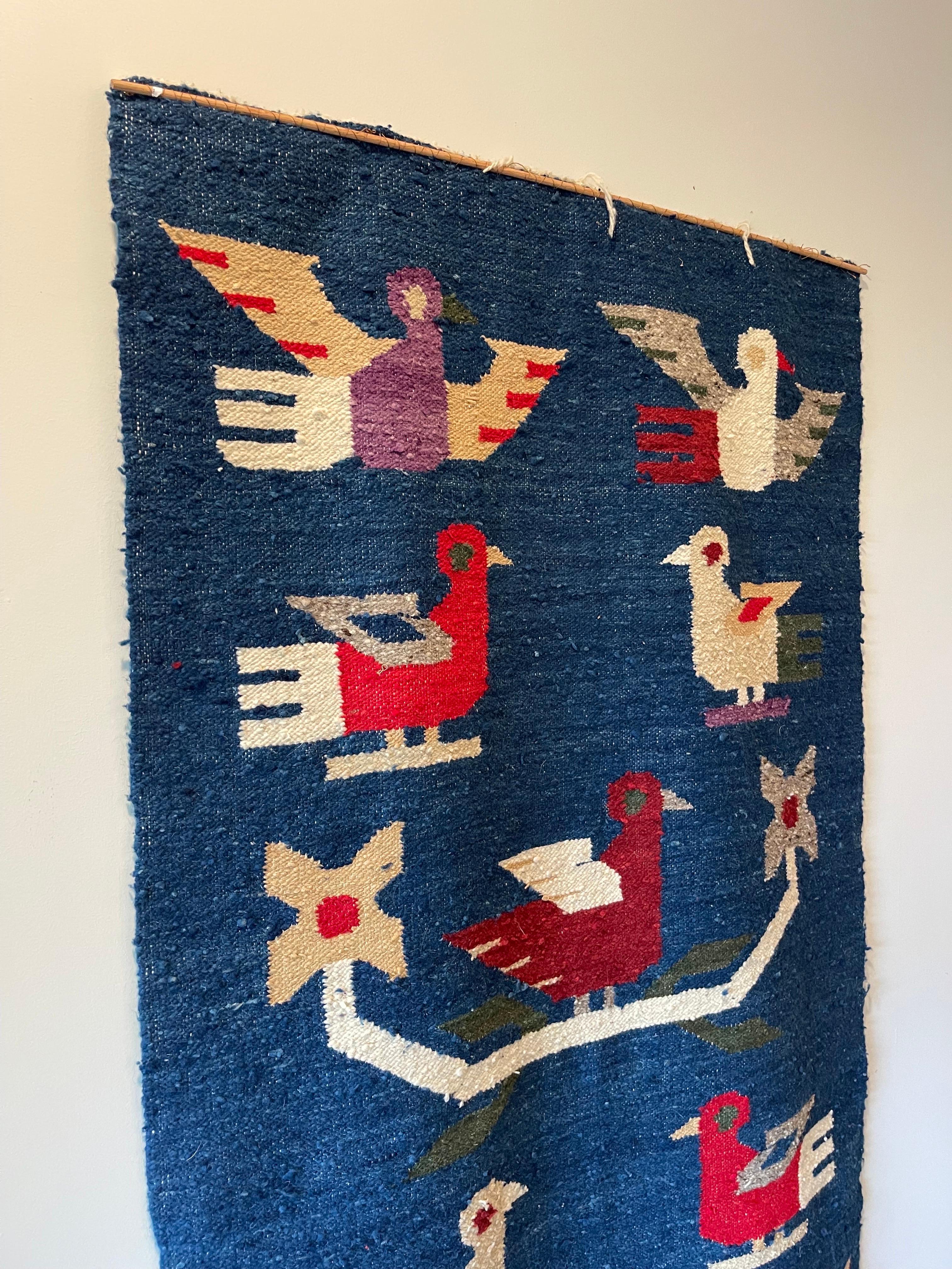 Swedish Danish Style Modernist Birds Tapestry