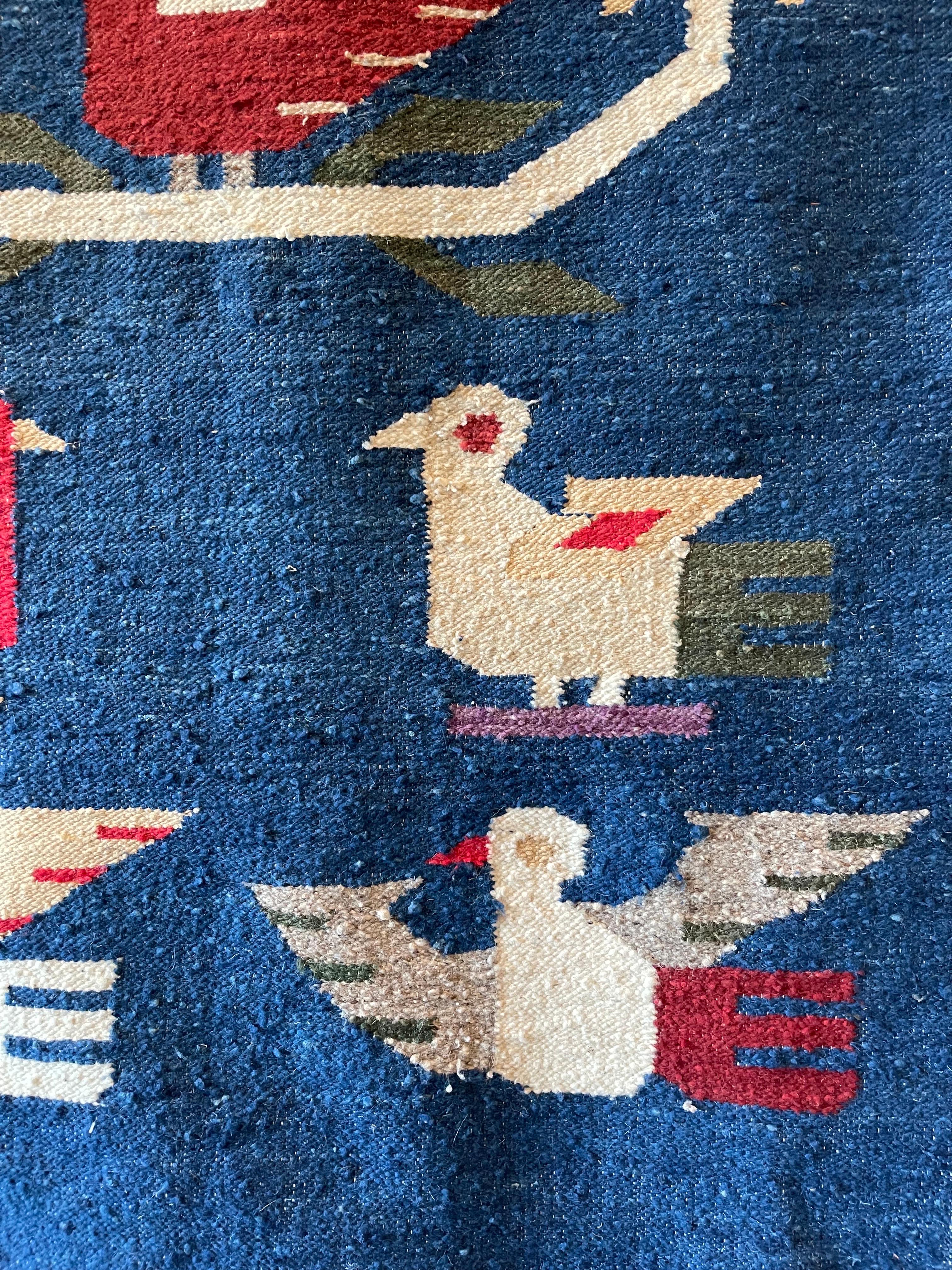 Mid-20th Century Danish Style Modernist Birds Tapestry