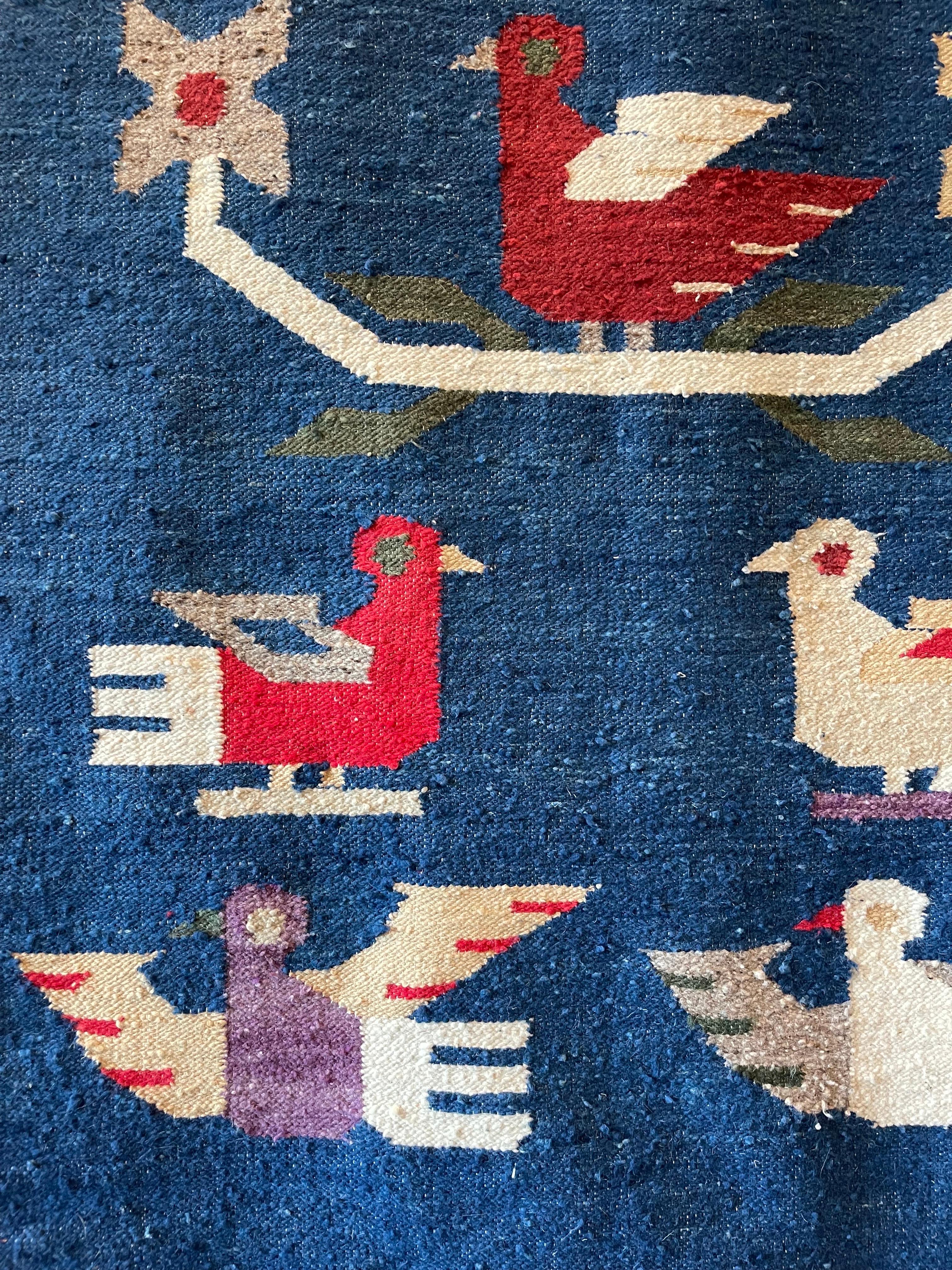 Wool Danish Style Modernist Birds Tapestry