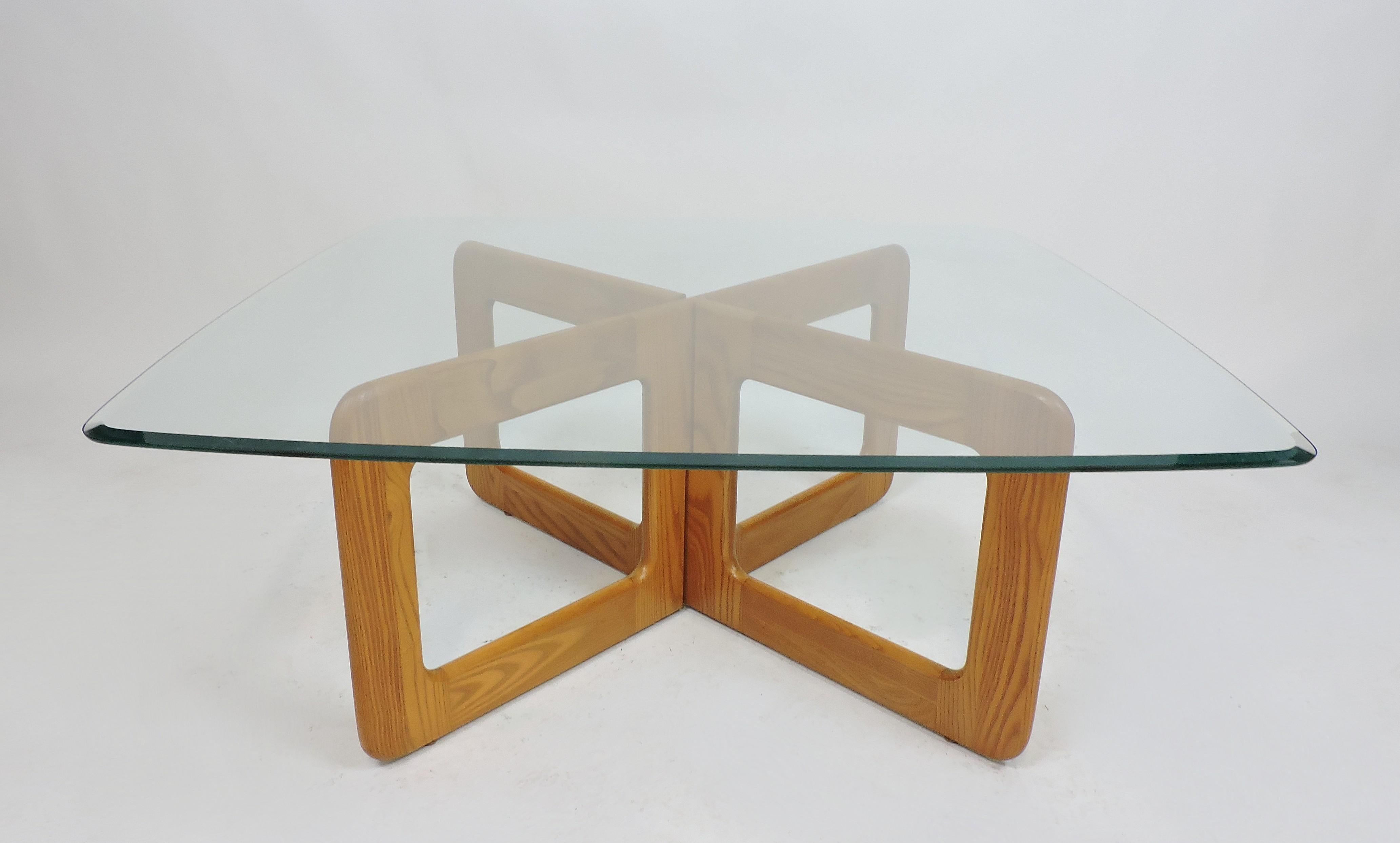 oak and glass coffee table