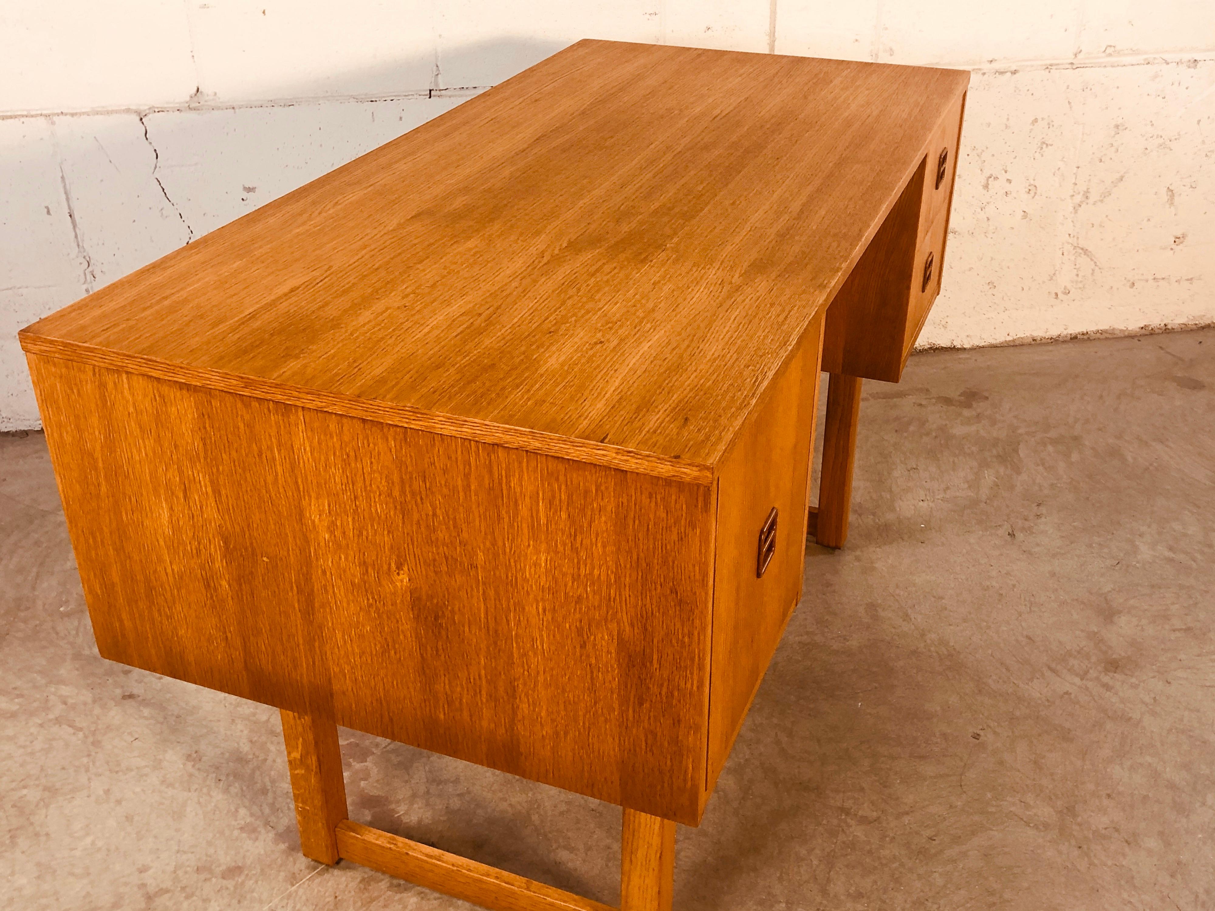 Danish Style Oakwood Sled Leg Executive Desk For Sale 5