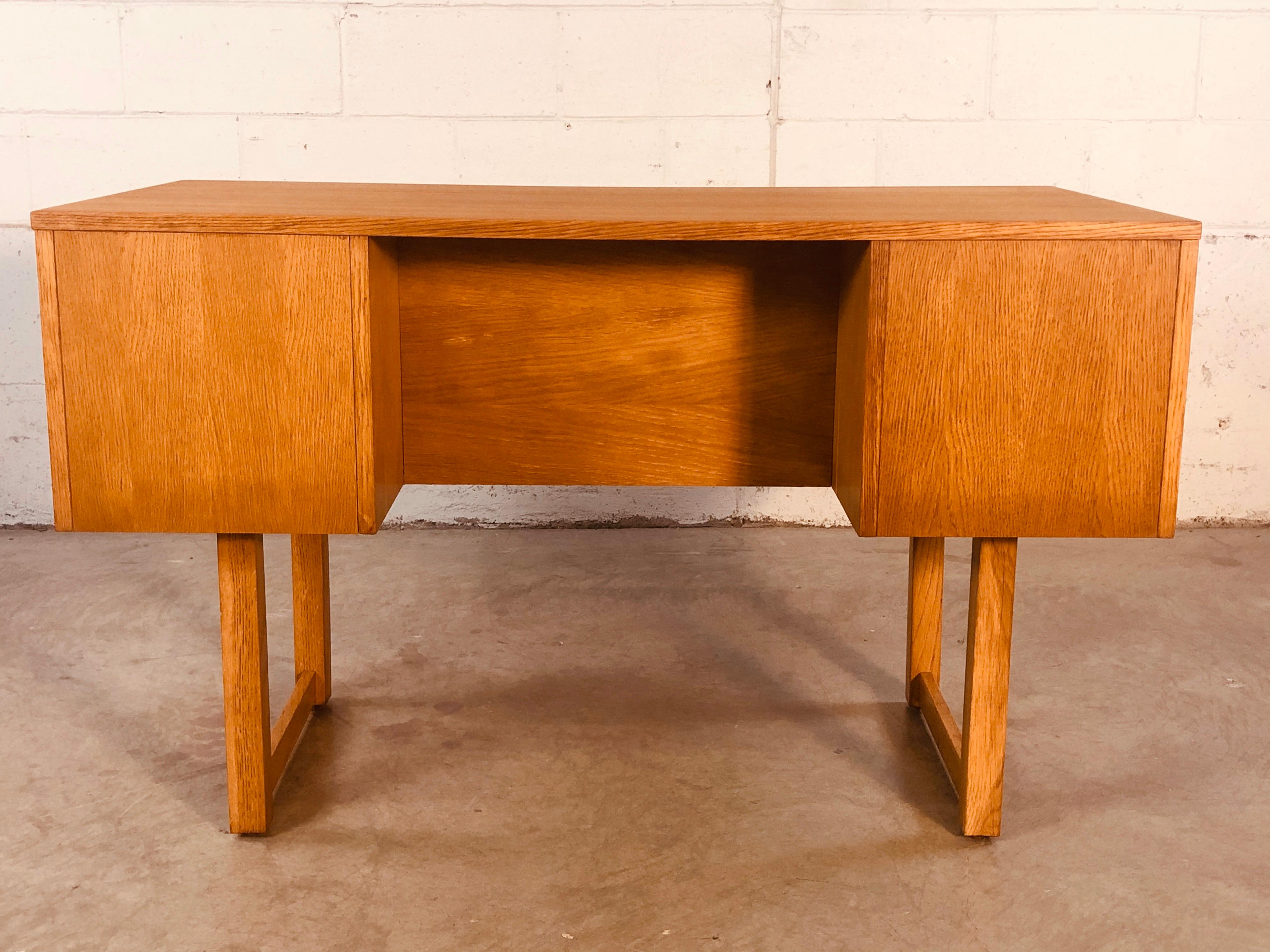 Danish Style Oakwood Sled Leg Executive Desk For Sale 6
