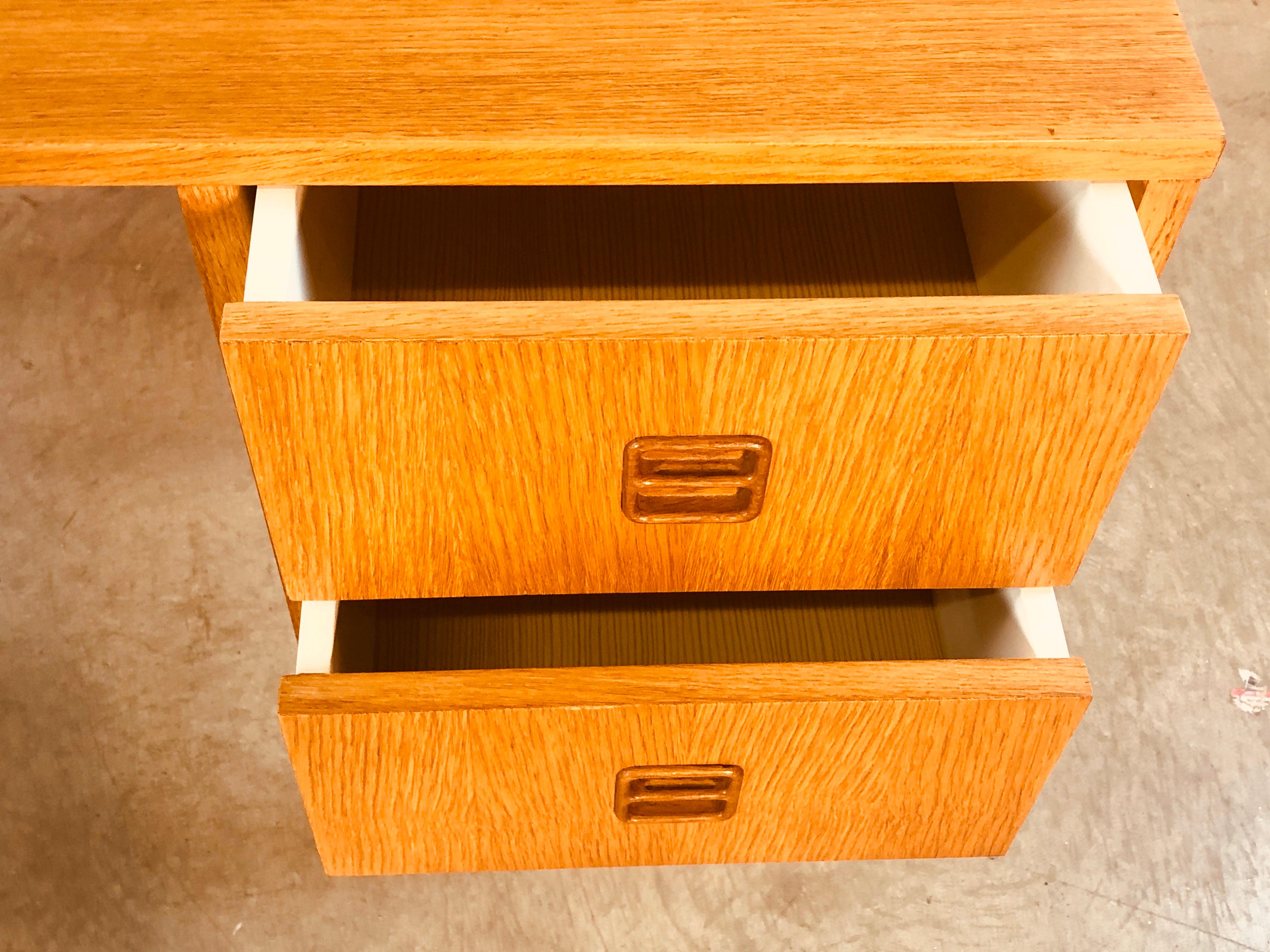 20th Century Danish Style Oakwood Sled Leg Executive Desk For Sale