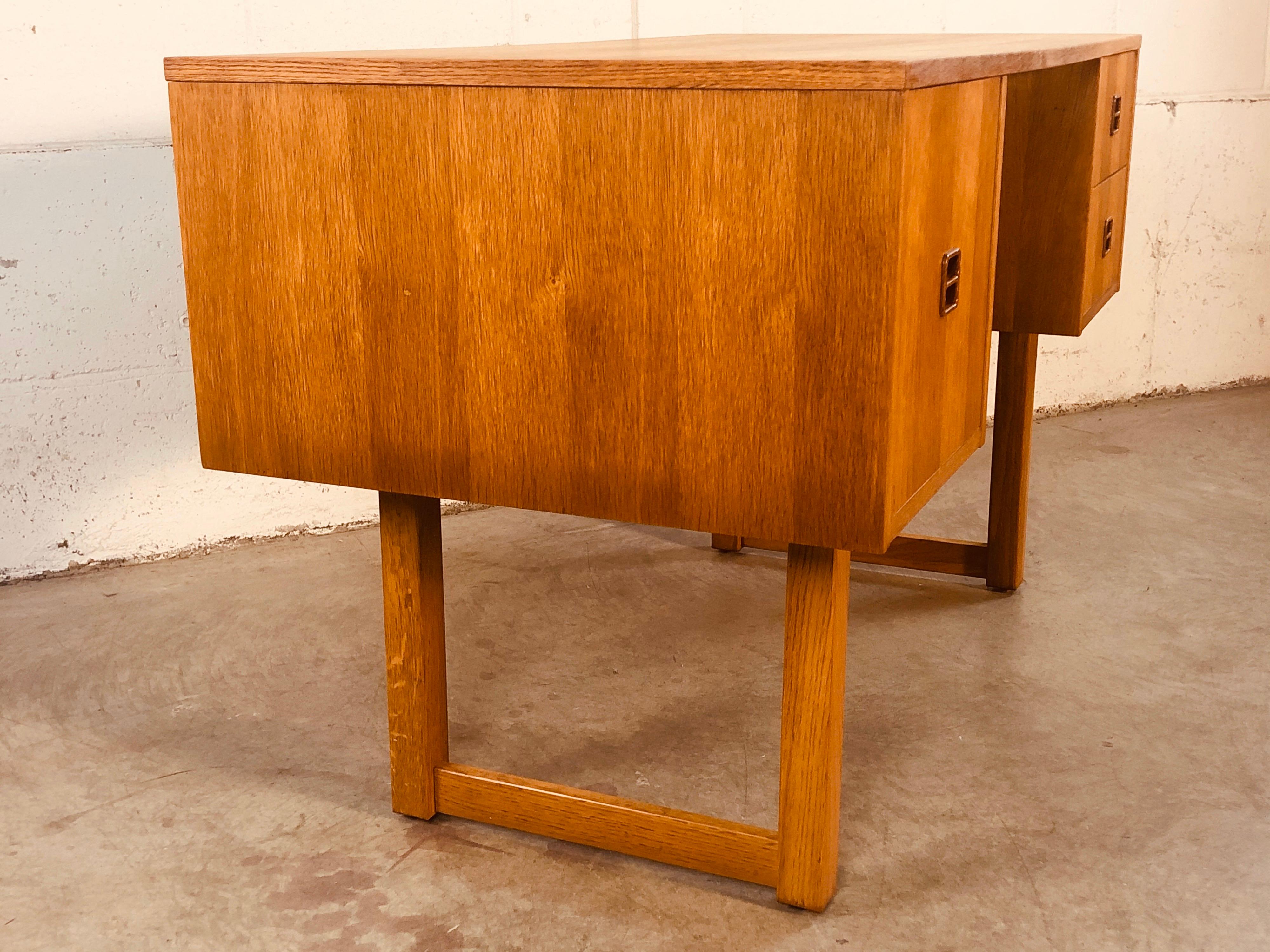 Danish Style Oakwood Sled Leg Executive Desk For Sale 3