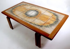 Danish Style Tile-Top Coffee Table Attributed Ox Art