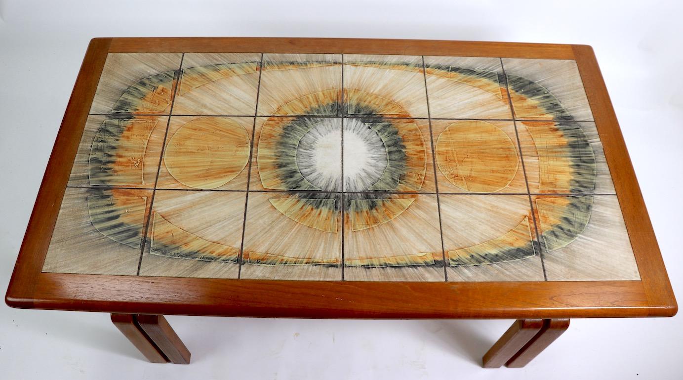 Mid-Century Modern Danish Style Tile-Top Coffee Table Attributed Ox Art