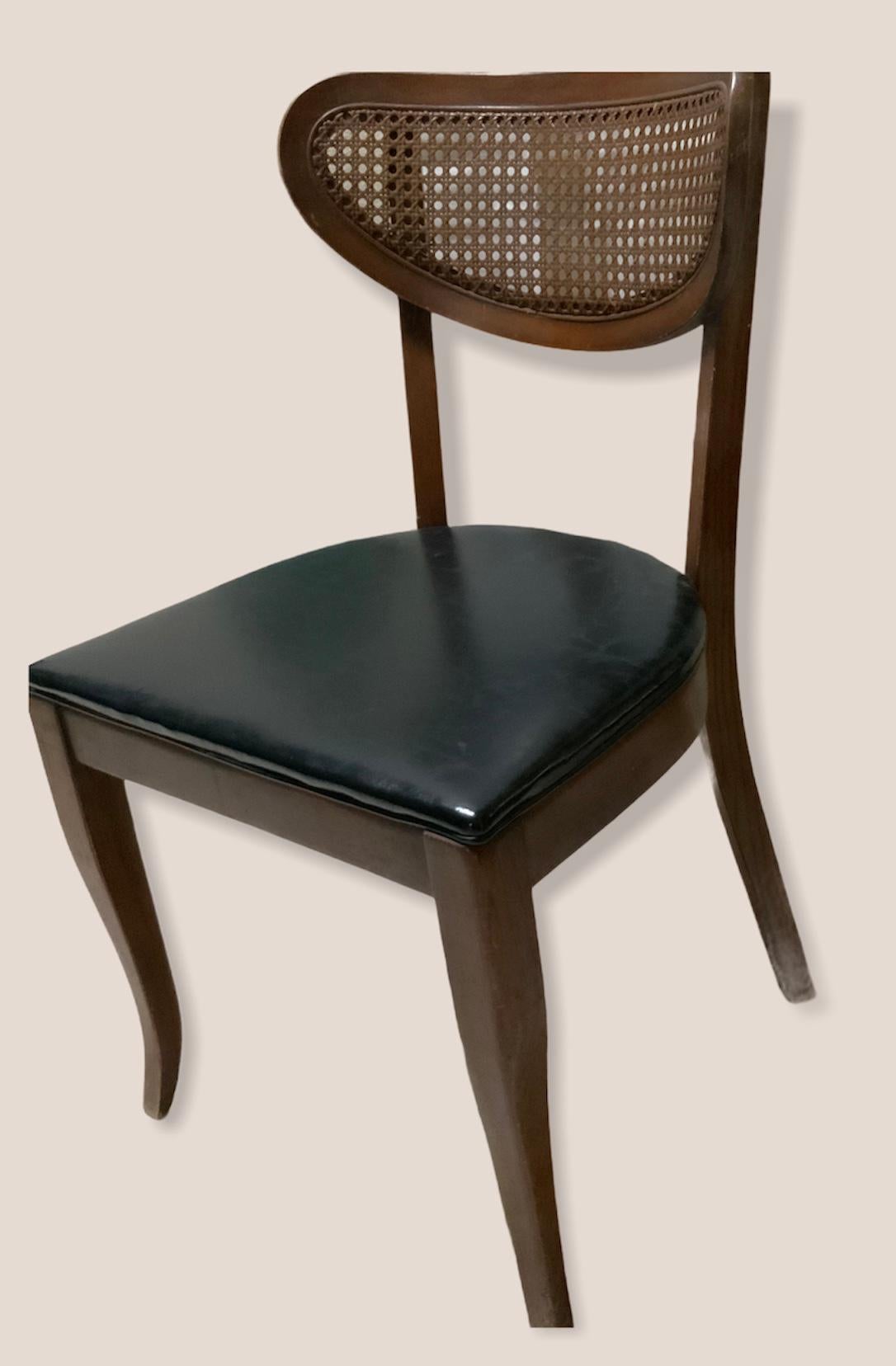 Caning Danish Style Wood Caned Back Chair For Sale