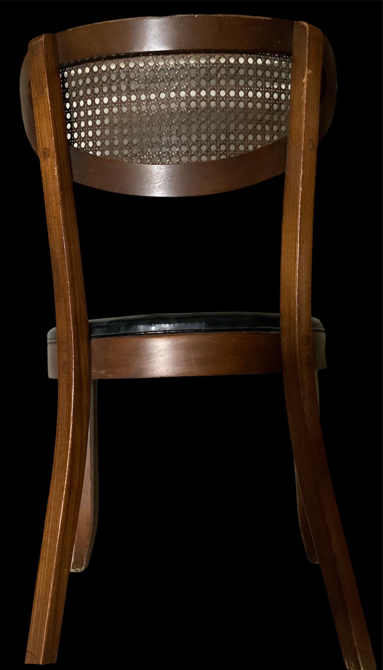 20th Century Danish Style Wood Caned Back Chair For Sale