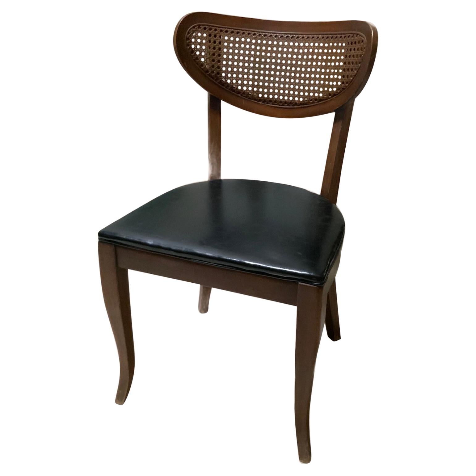 Danish Style Wood Caned Back Chair For Sale