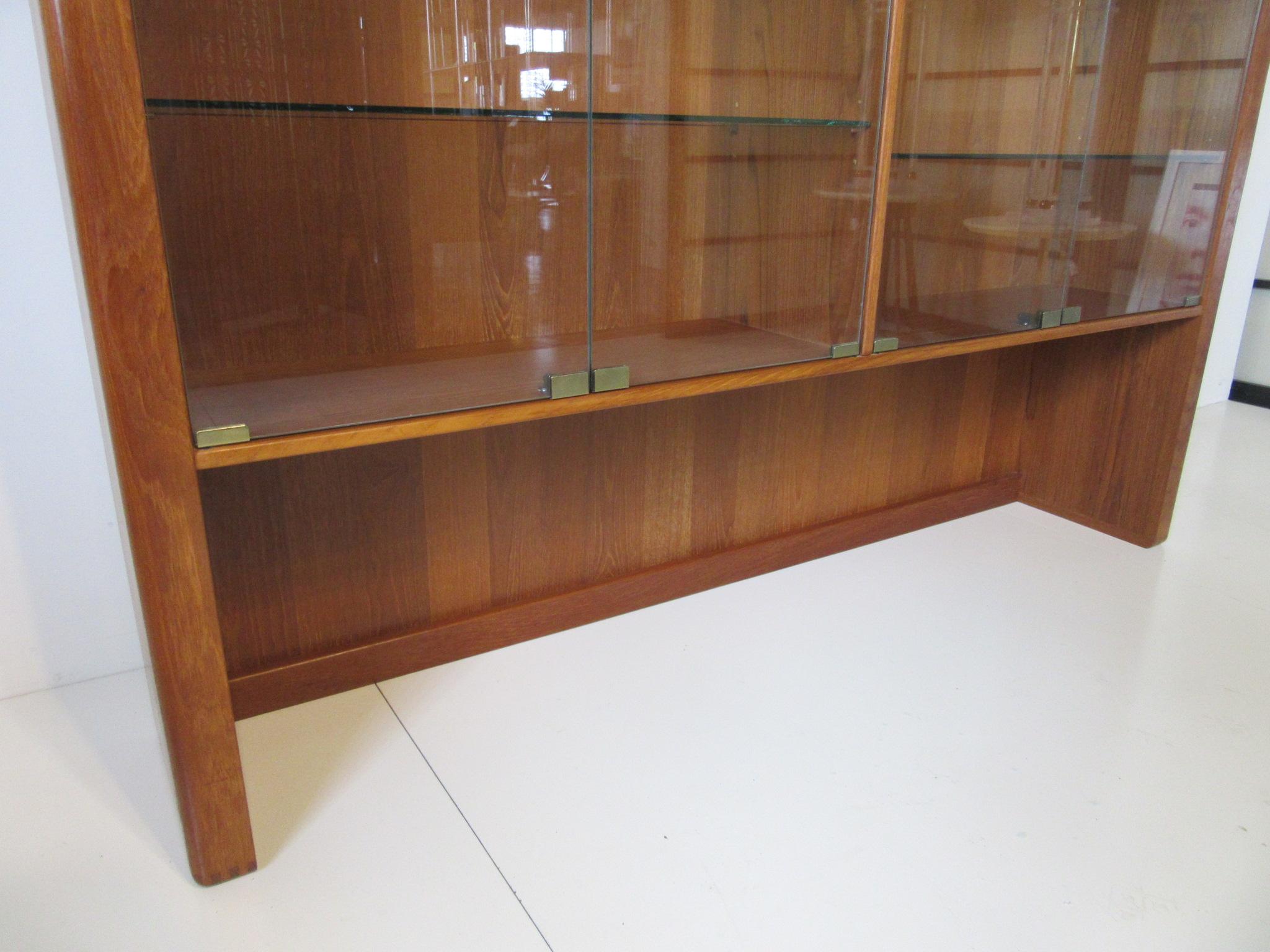 20th Century Danish Styled Teak Wood Bookcase with Glass Doors