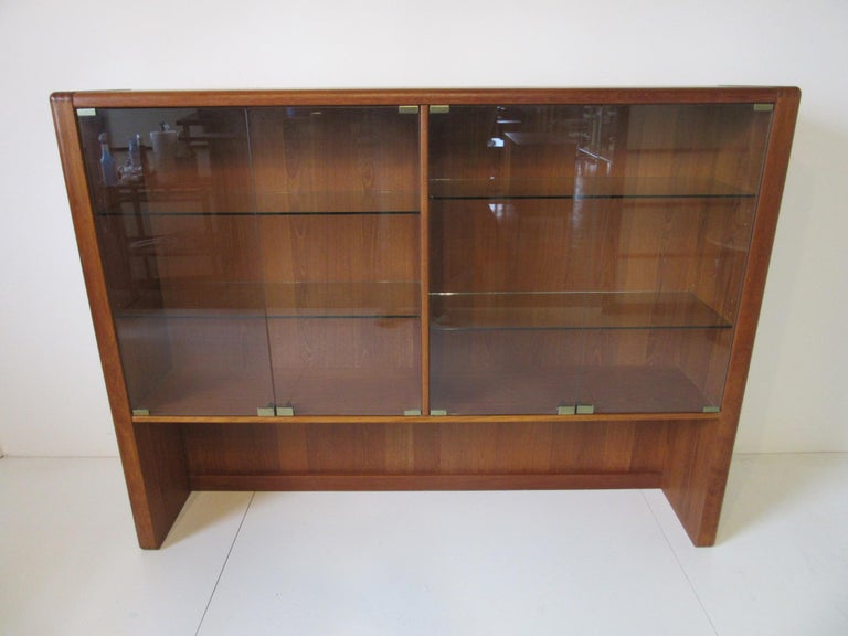 Danish Styled Teak Wood Bookcase With Glass Doors For Sale At 1stdibs