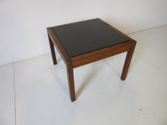 Danish Styled Walnut and Slate Side Table