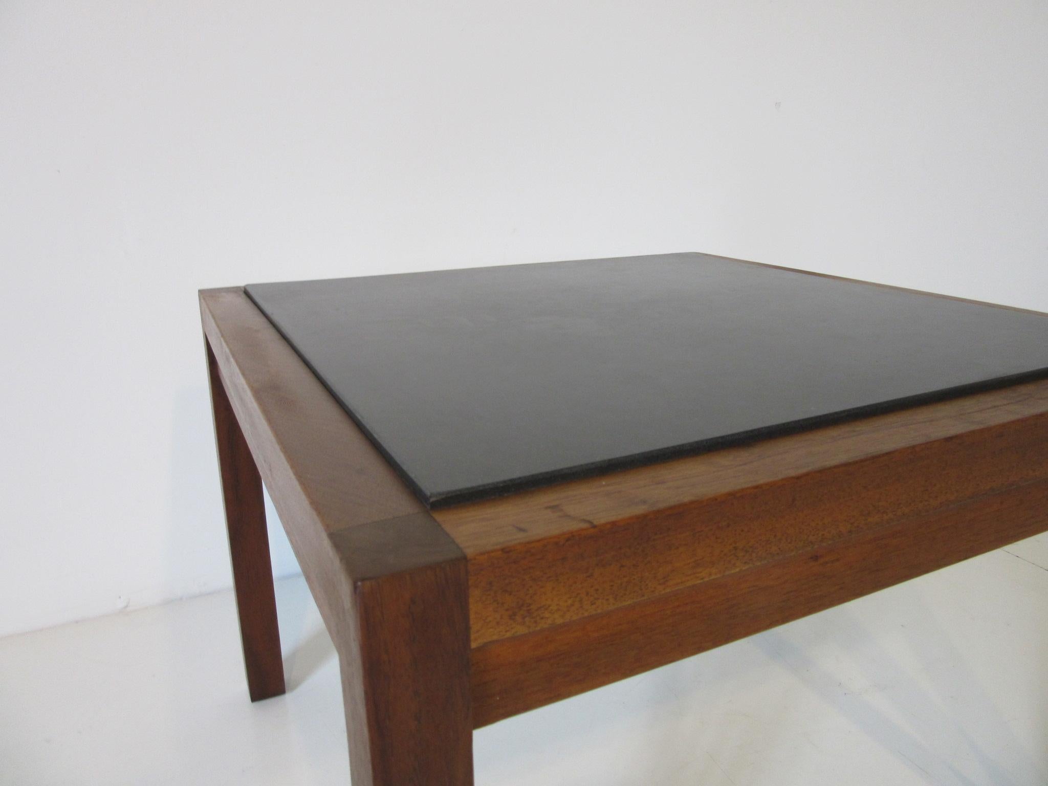 Mid-Century Modern Danish Styled Walnut and Slate Side Table