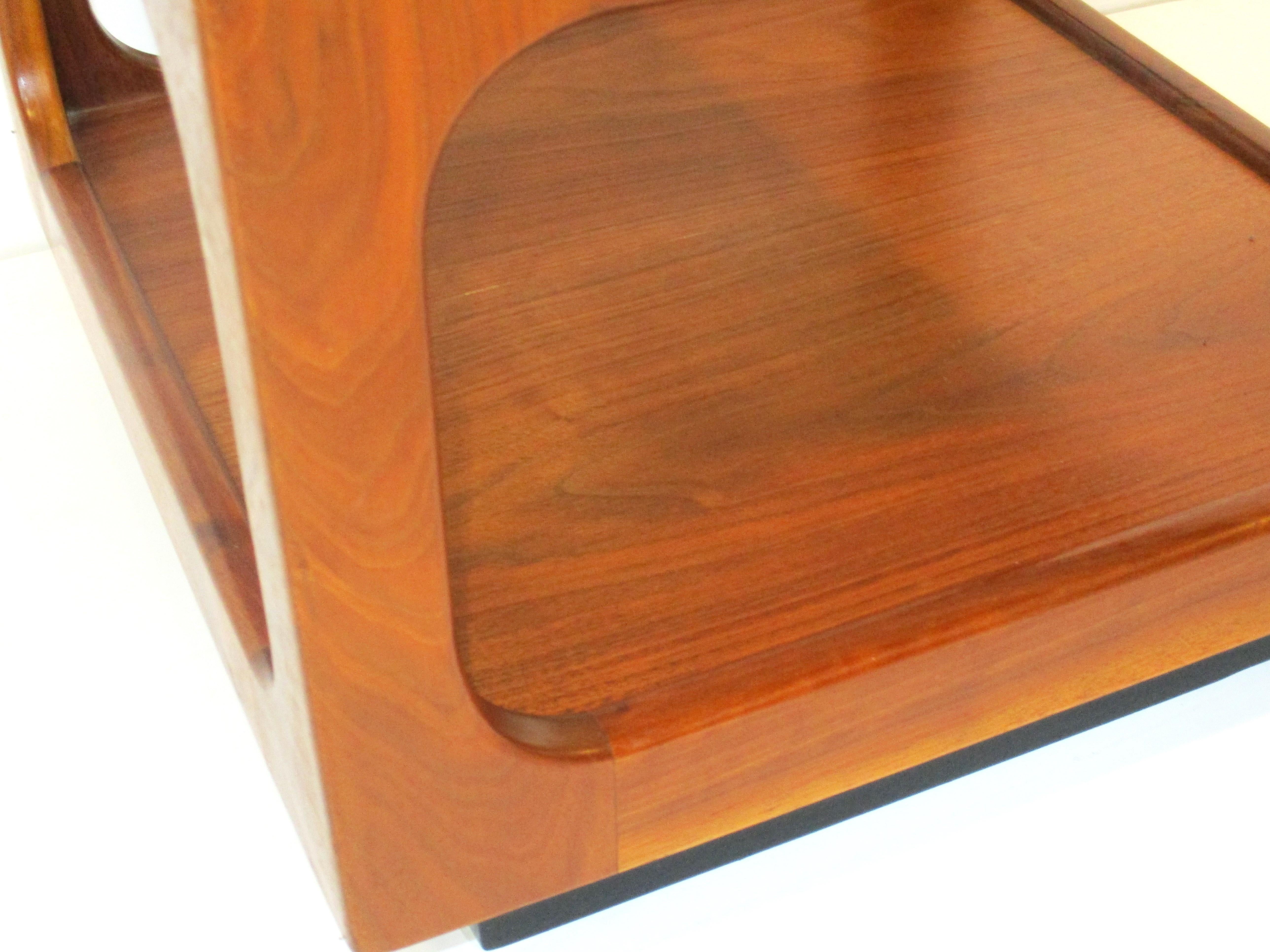 20th Century Danish Styled Walnut / Glass Cube Side Table by Otmar